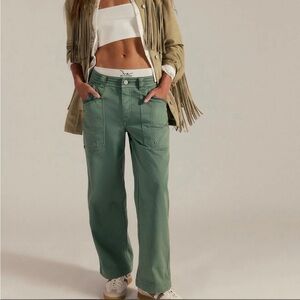 Free People Just In Time Slouchy Pants Olive Green Size 10 NWT